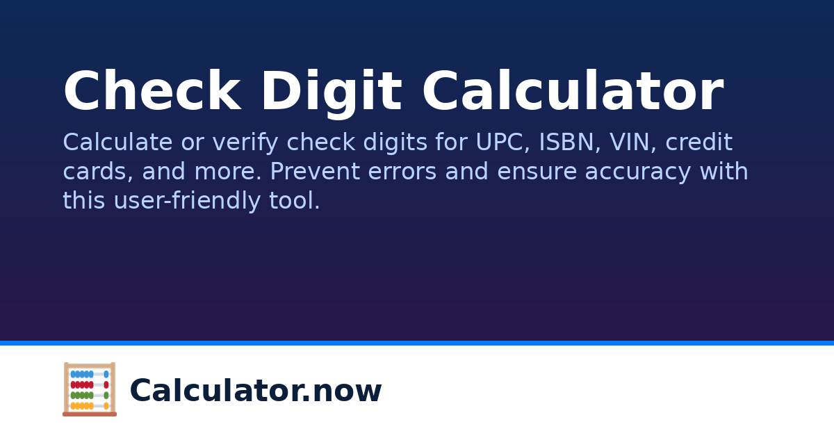 Check Digit Calculator | Calculator.now