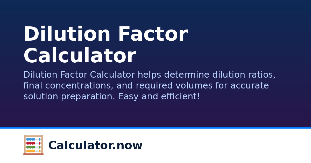 Dilution Factor Calculator | Calculator.now