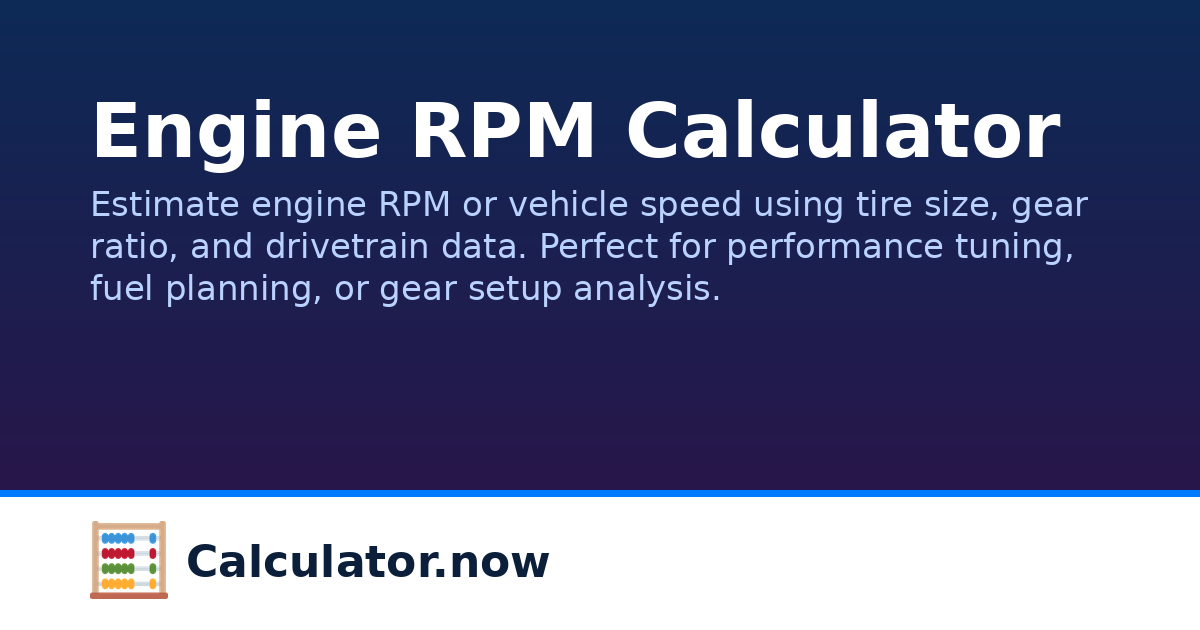 Engine RPM Calculator | Calculator.now
