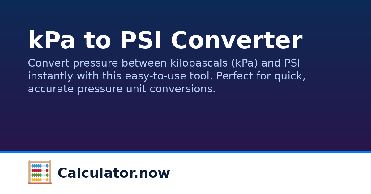 Pronta Psi kPa to PSI Converter | Calculator.now