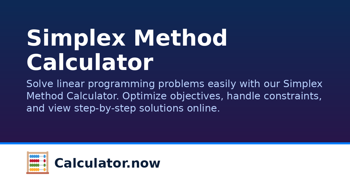 Simplex Method Calculator | Calculator.now